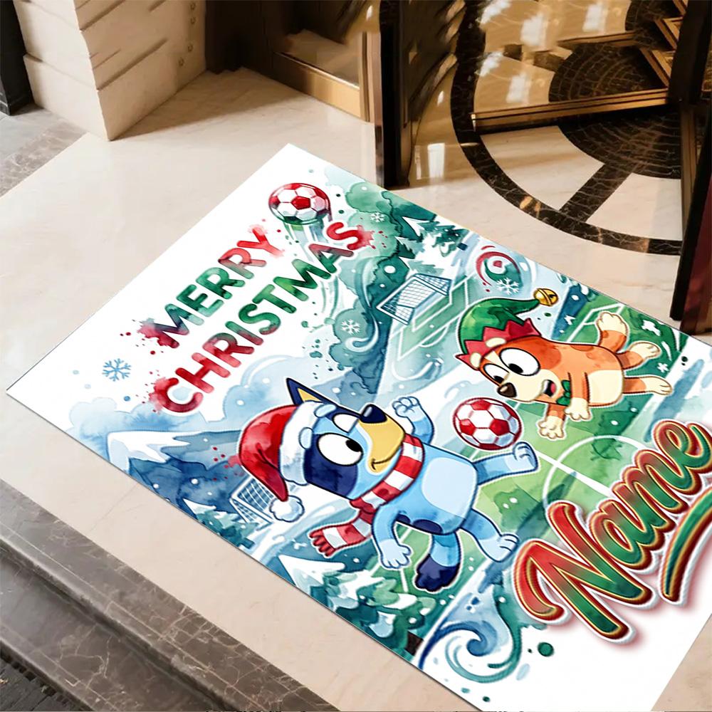Christmas Football Fun Personalized Name Floor Rug Office Rug Design for Dormitory Balcony Entryway Dining Room Antislip Carpet Decorate Offices