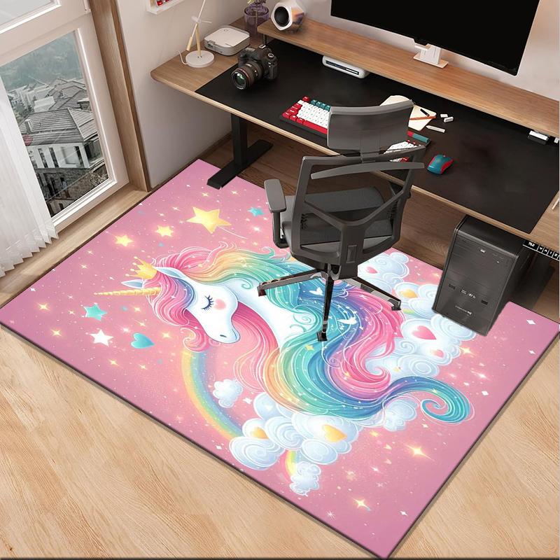 Magical Unicorn Fantasy Office Rug Chair Mat, Entryway Carpet, Suitable for Front Door, Bedroom, Living Room, Desk, Holiday Gift