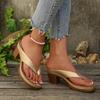 Fashionable High-Heel Slip-On Thong Slippers, Women Shoes