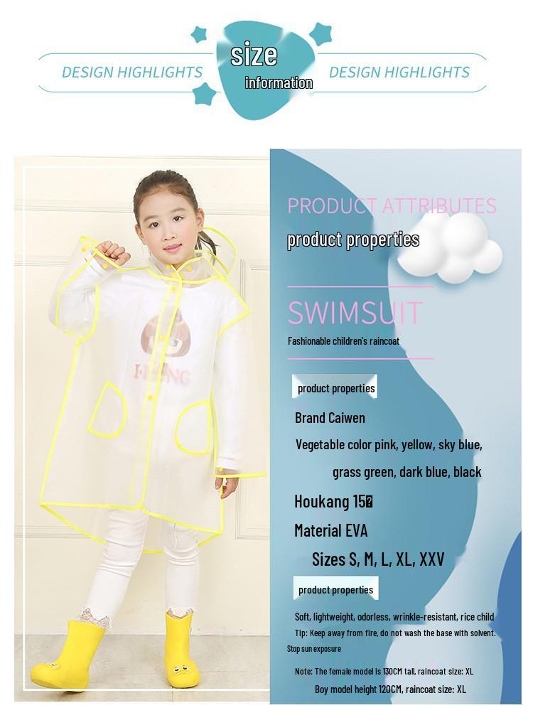 Kinder-EVA-Regenmantel - Wasserdichter Ganzkörper-Umhang für Jungen & Mädchen im Kindergarten