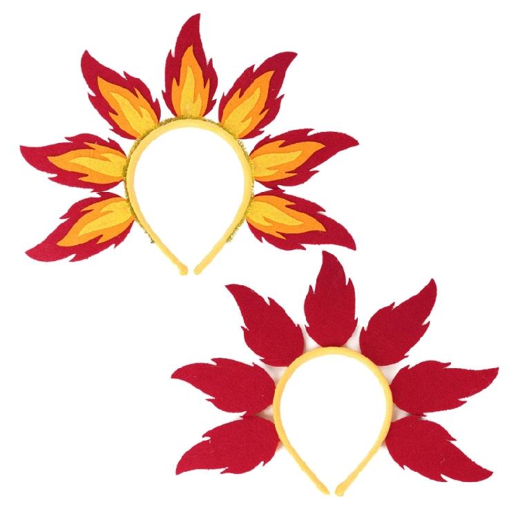 Punk Flamma Huvudbonad Guldiga Eld Hårband Hårbygel med Spikdekorationer för Musikfestivaler och Nattklubbar