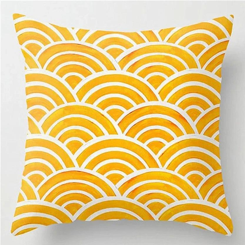 Home Decor Golden Leaf & Wave Pattern Pillow Covers Pattern Cushion Cover Suitable for Sofa Bedroom Car Pillow Cover