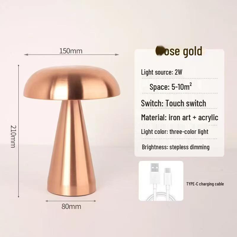 

Minimalist Touch Mushroom Lamp - Rechargeable Bedside Night Light