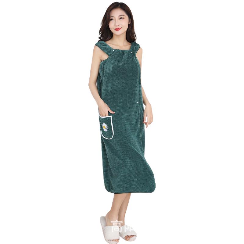 Pologg Embroidered Bath Skirt - Wearable, Wrapable, Plus Size, Absorbent, Soft, Durable Bathrobe Towel