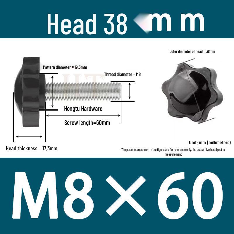 32-Head Rubber Six-Star Plum Blossom Handle Knob M5/M6/M8 Plastic Thumb Screw