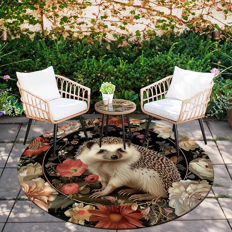 Hedgehog Pattern Round rug,Carpet Rug for Living Room Bedroom Playroom ,Non-slip Floor Mat,Holiday Gifts and Birthday Gifts.