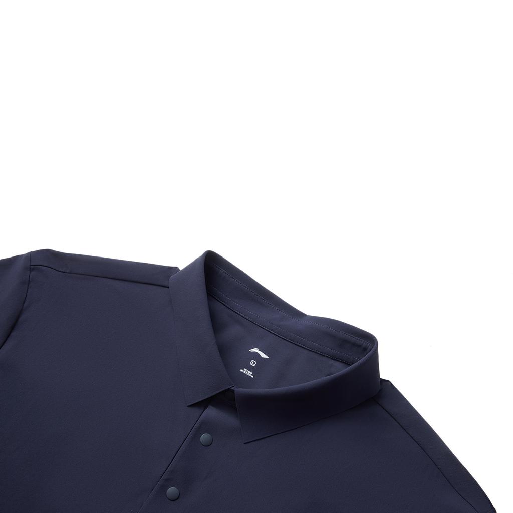 Li-Ning Breathable Solid Color Logo Short Sleeve Polo Shirt Men Tops Ink-Blue APLV039-9