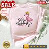 Hello Summer Funny Flamingo With Hat T Shirt Vintage Soft Unisex Fashion Casual Top For Everyday Wear Comfortable