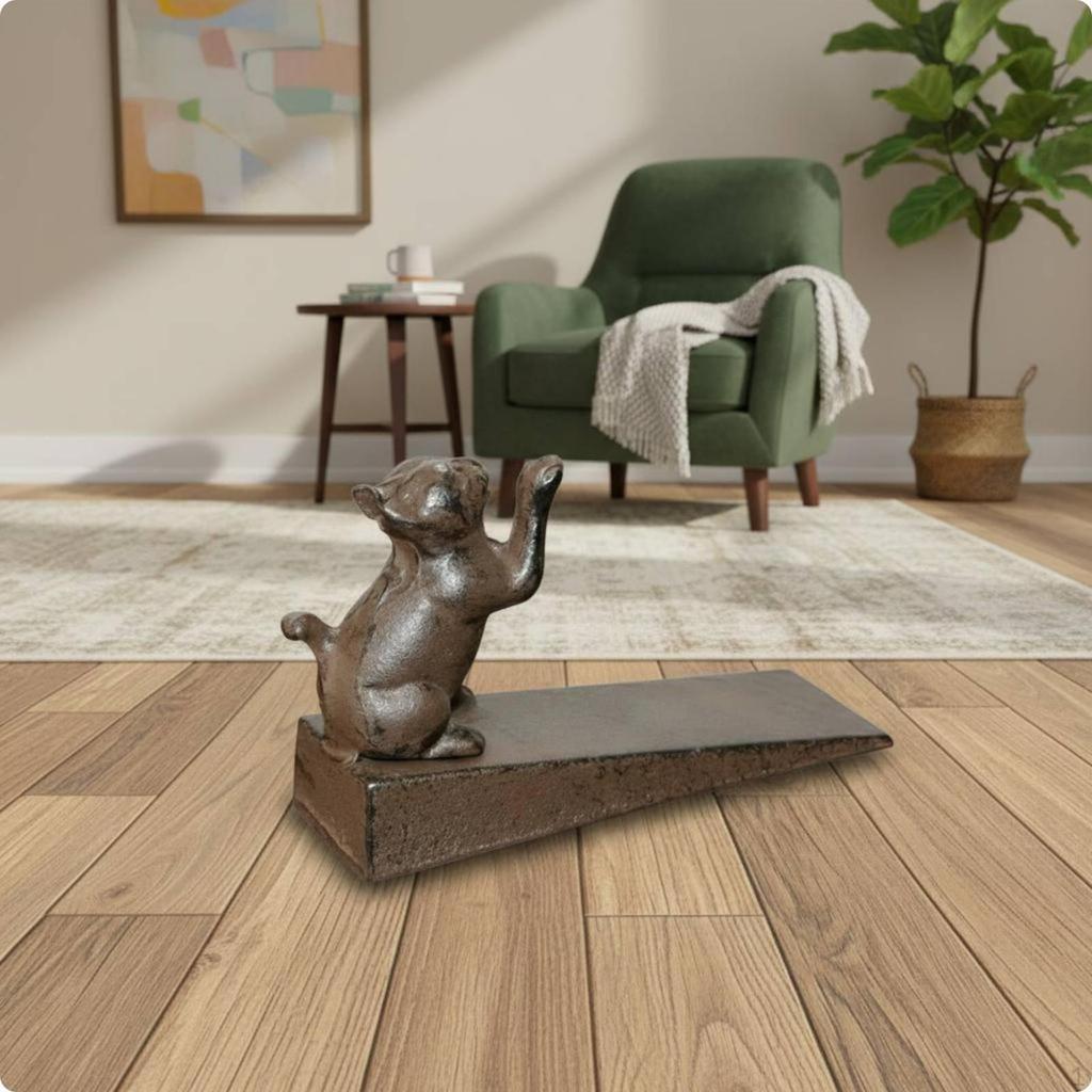 Iron Cartoon Door Stop No Animal AntiCollision for Indoor Bronze Puppy Solid Plug