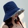 Summer Women Fisherman Hat Solid Flower Print Double Sided Bucket Hats For Ladies Outdoor Travel Beach Sunscreen Cap