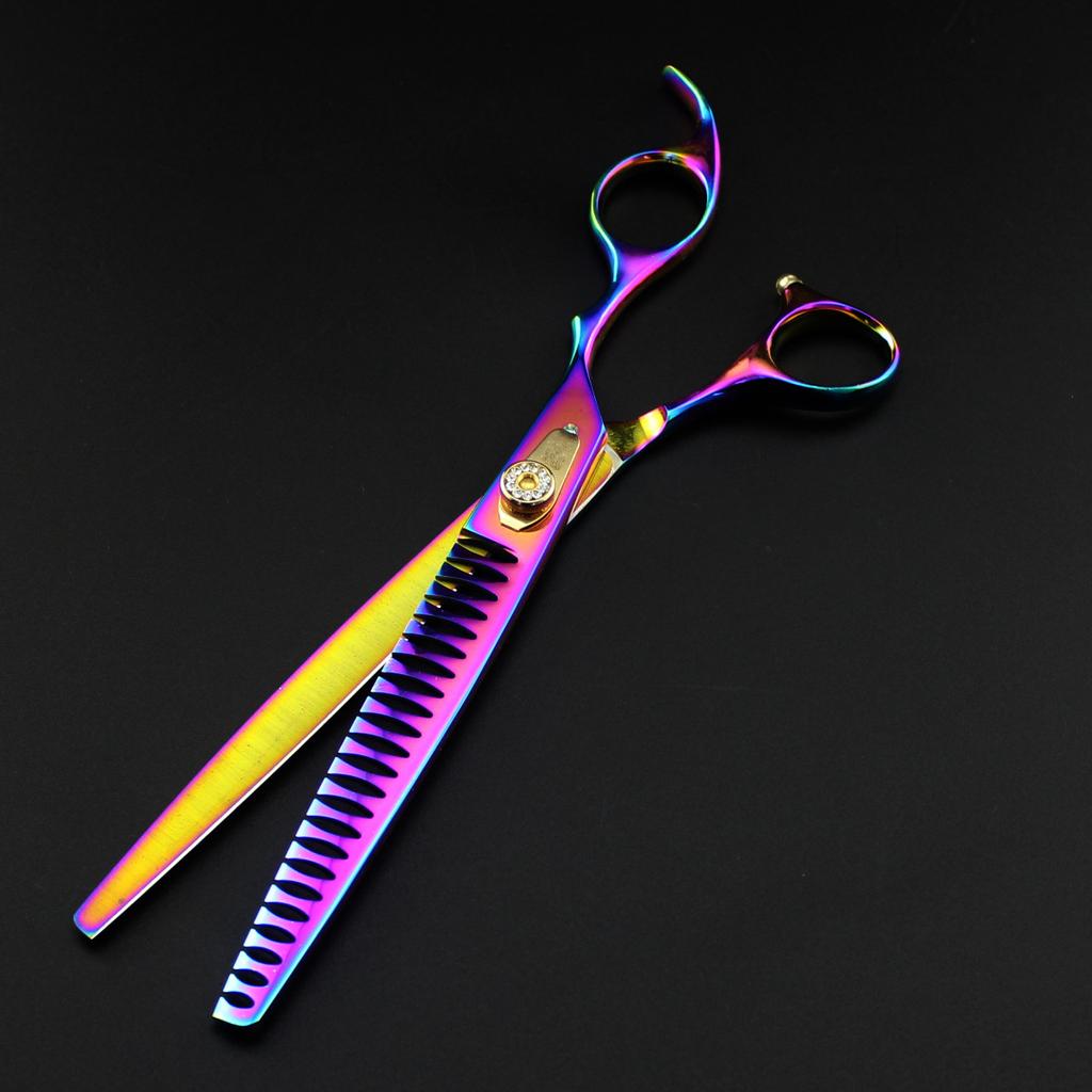 8.0 Inch Pk Color 4 Packs, High-End Pet Beauty Scissors, Straight Cut Fish Bone Teeth For Professional Beauticians