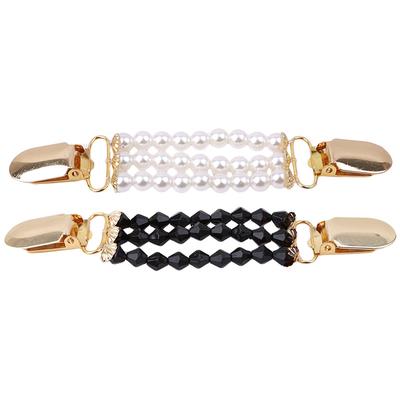 Legierung Entenclips Flexibel Perlen Perle Pullover Strickjacke Weiß Schwarz Kragen Kleidung Dekoration