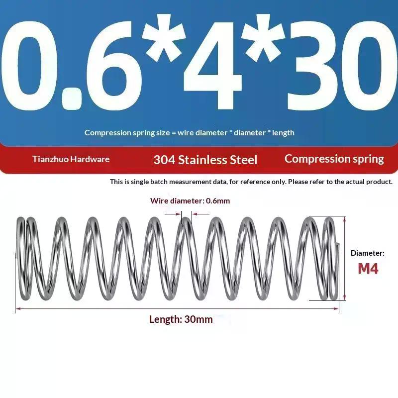 Rust Resistant Spring Steel Pressure Return Spring 0.3/0.4mm Wire Dia 5-20mm for Automotive Interior Repair Accessory