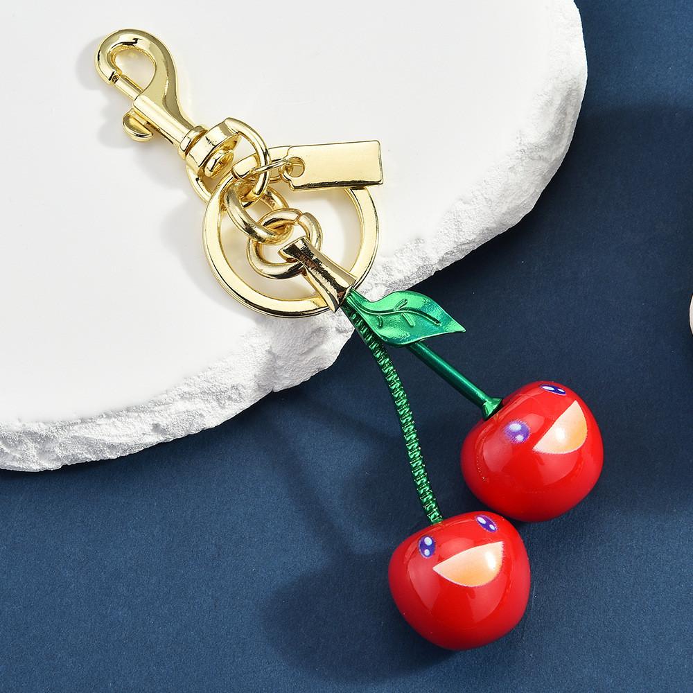 

Cherry Fruit Keychain With Smile Facial Resin Charm For Womens Bags And Backpacks Smile Charm