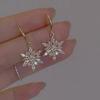 Women Shiny Zircon Imitation Pearl Snowflake Earrings Exquisite Firework Jewelry For Christmas Party