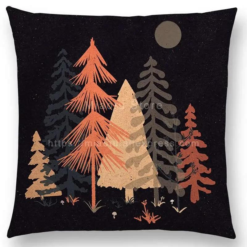 Neueste Kissenbezug Tiere im Wald Tag und Nacht Berge Sonne Mond Erkundung Camping Fuchs Wolf Kissenbezug