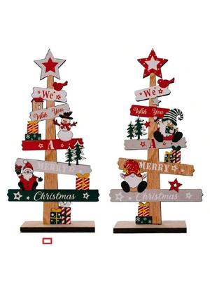 Desktop Christmas Tree Santa Claus DIY Decoration Wooden Christmas Signs Plaque Xmas Decoration 2025 New Years Party Gifts