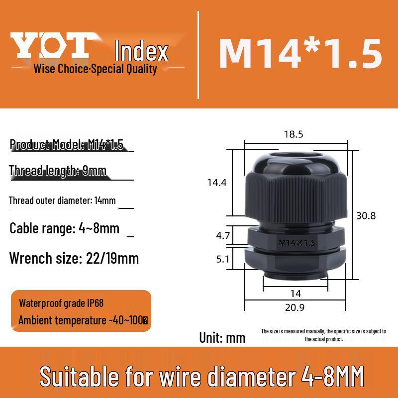 Waterproof Nylon Cable Connector M20*1.5 Plastic Sealing Gland Industrial Accessory