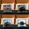 Islam Muslims Kaaba Arab Islam Pillow Case Plush Pillow Cases Home Decoration Pillow Cover for Sofa Bed Chair Living Room