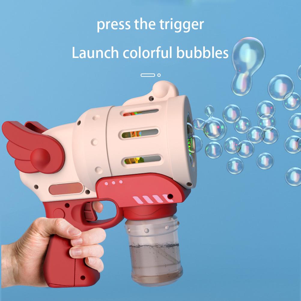 Funny Bubble Blower Machine Electric Automatic Bubble Maker with Colorful Light Kids Outdoor Toys