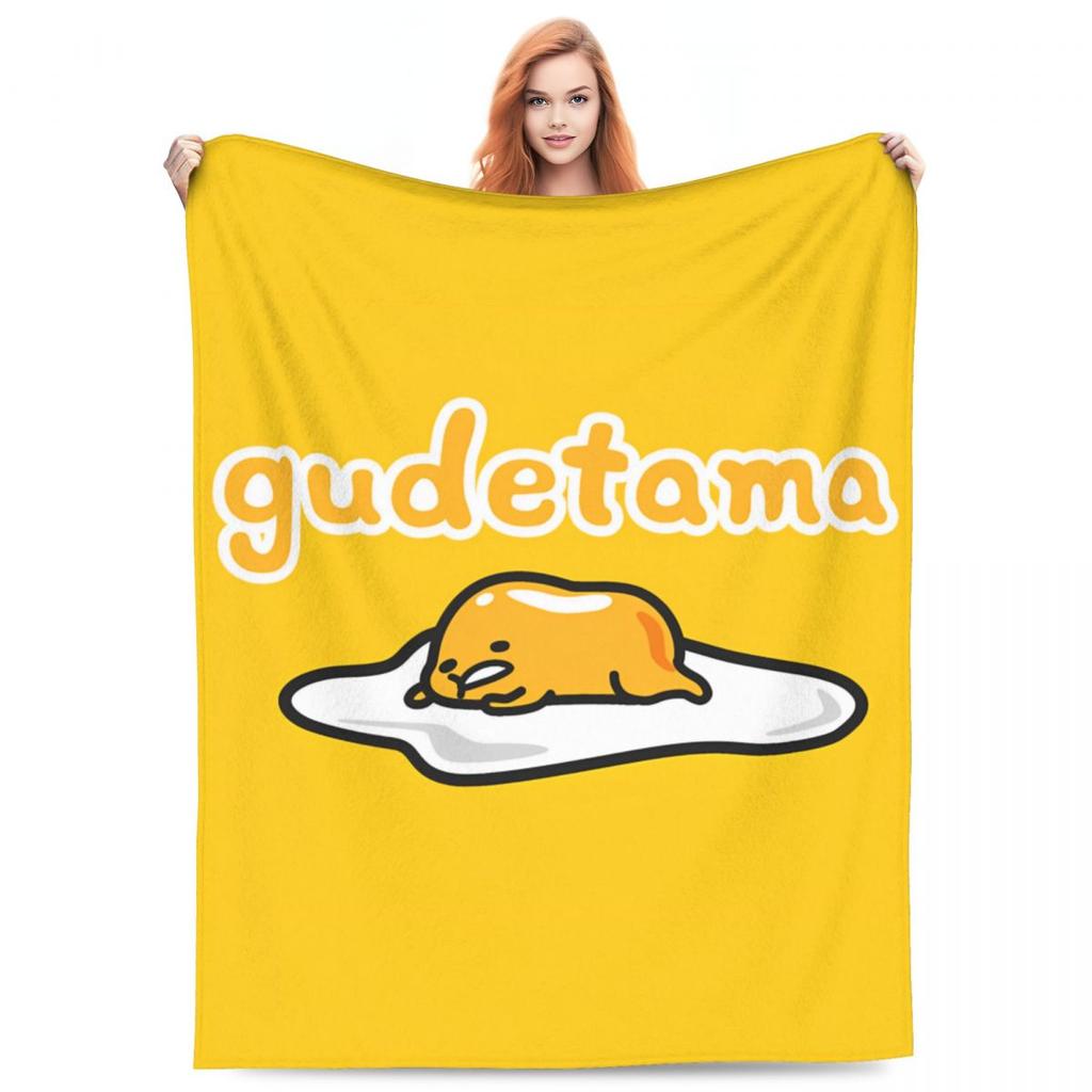 Gudetama Lazy Egg Cartoon Blankets Lie Down Fleece Awesome Warm Throw Blanket for Home All Season Car
