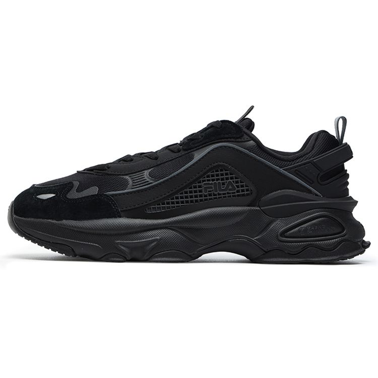 Fila Fabric Synthetic Leather TPU Pigskin Trendy Shock Absorbing Wear Resistant Low Top Dad Shoes Men Sneaker Black F12M216101FBK