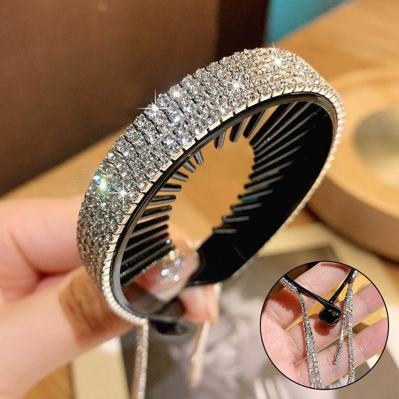 Neuer koreanischer Strass Haarspangen-Clip Stirnband Elegante Blume Haar-Krabbe Haarklammern für Damen Kopfschmuck Haarschmuck Pferdeschwanz Haarspangen