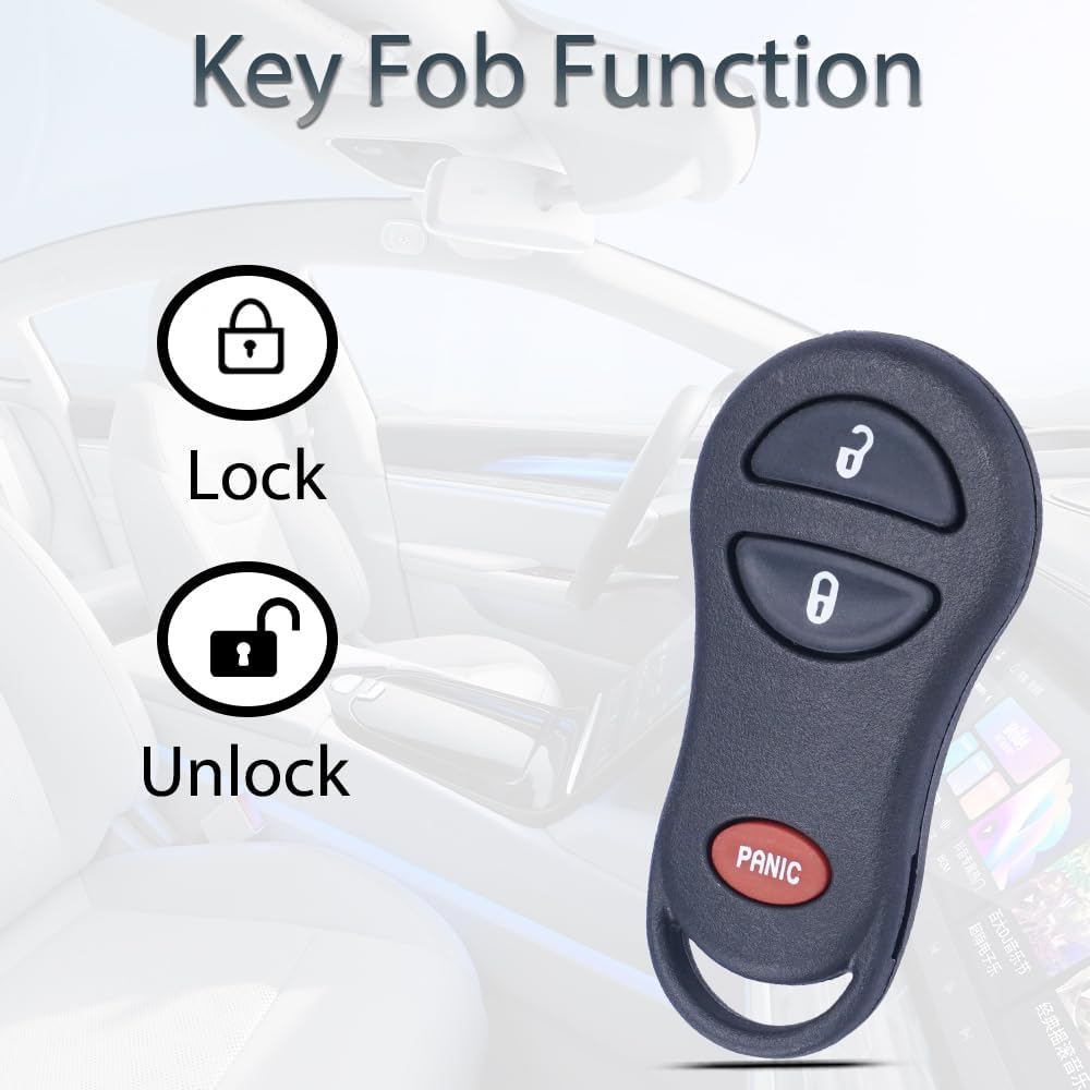 Key Fob Replacement Fits For Dodge Ram 1500 2500 3500 2002-2005, Chrysler Town Country Voyager 1999-2003,Dakota 2001-2004, Durango 2001-2003, Caravan