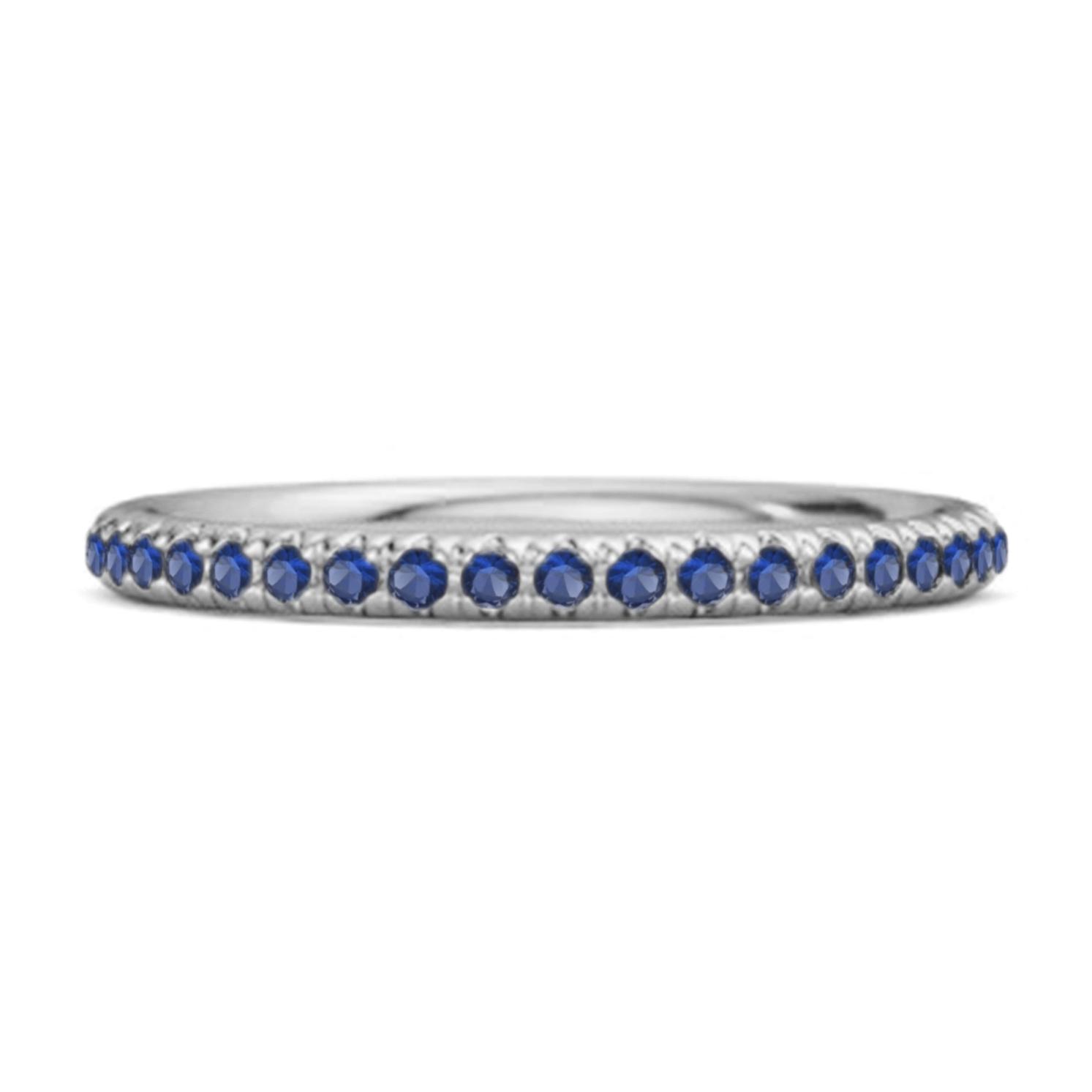 Blue Sapphire Round Eternity Ring - 925  Sterling Silver 6 белый