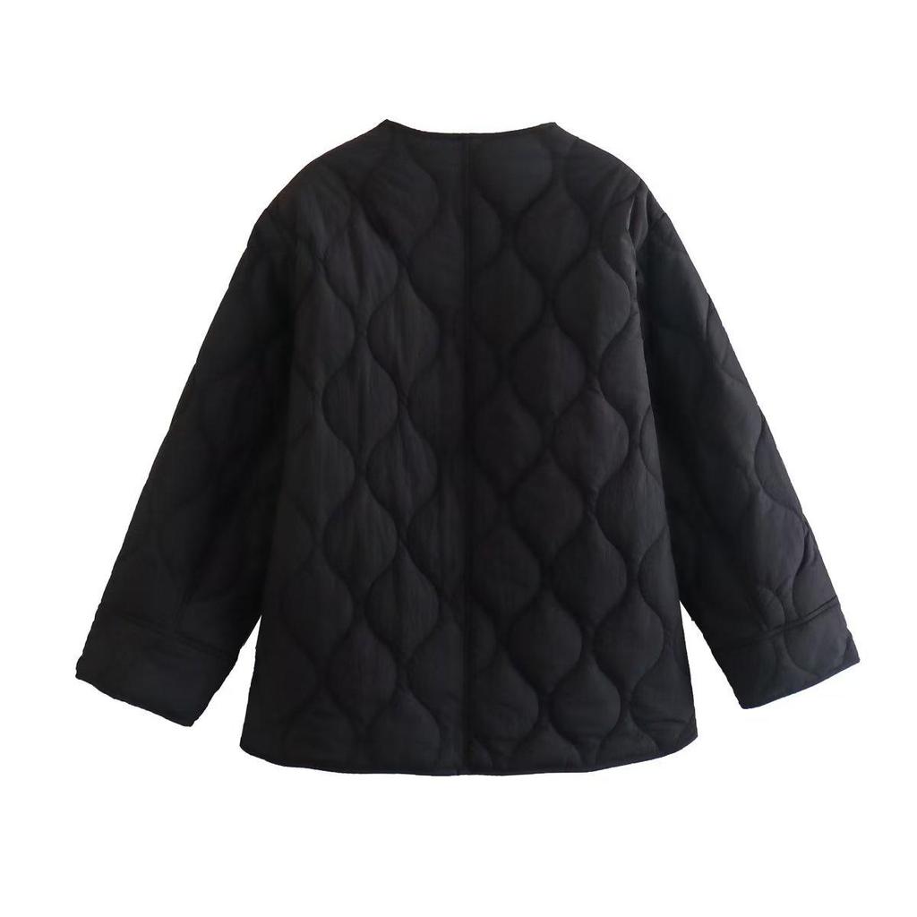 2024 Autumn/Winter Plus Size Women's European & American Diamond Pattern Quilted Cotton Jacket