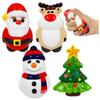 Boneca de espuma de recuperação lenta de alce de Natal, bola de espuma de descompressão, brinquedo divertido de beliscar, presente de Natal, 4 peças