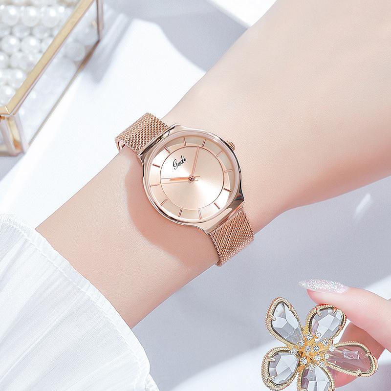 Women'S Simple Temperament Niche Quartz Watch Ultra-Thin Mesh Strap Watch Fashion