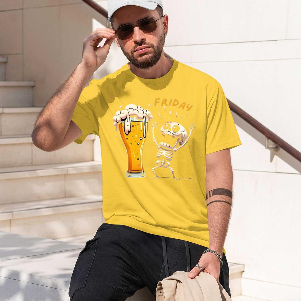 2026 New Model Unisexs T Shirt Skeleton Enjoying Friday Beer Day Tees Unisex Tshirt Finally Friday For Beer Lovers Male Clothes Shor