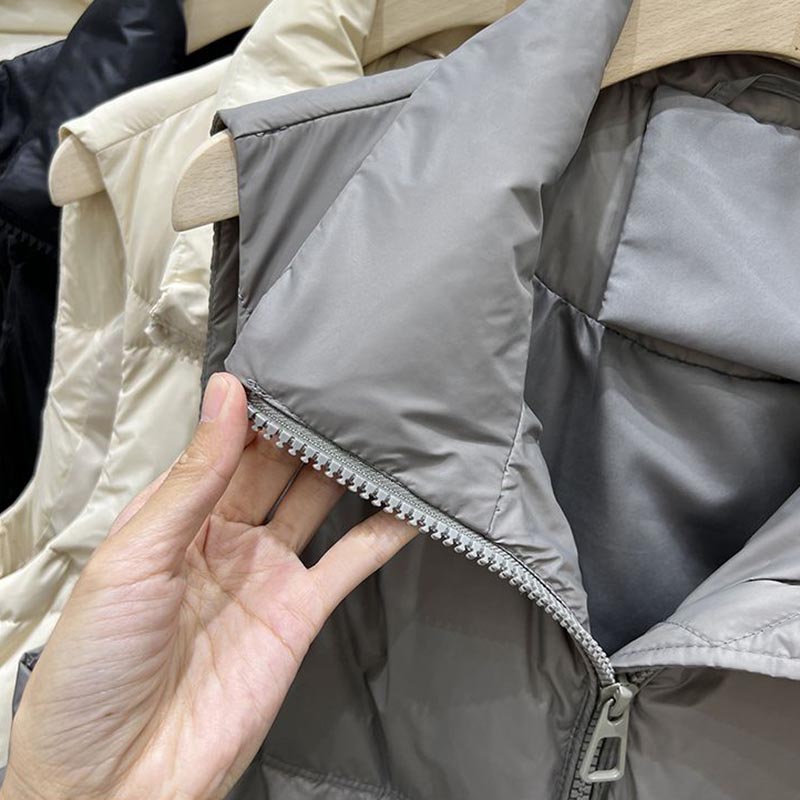 Down Vest Women Winter Windproof Thickened Cotton Sleeveless Jacket Vest Standing Collar Versatile Solid Color Padded Jacket