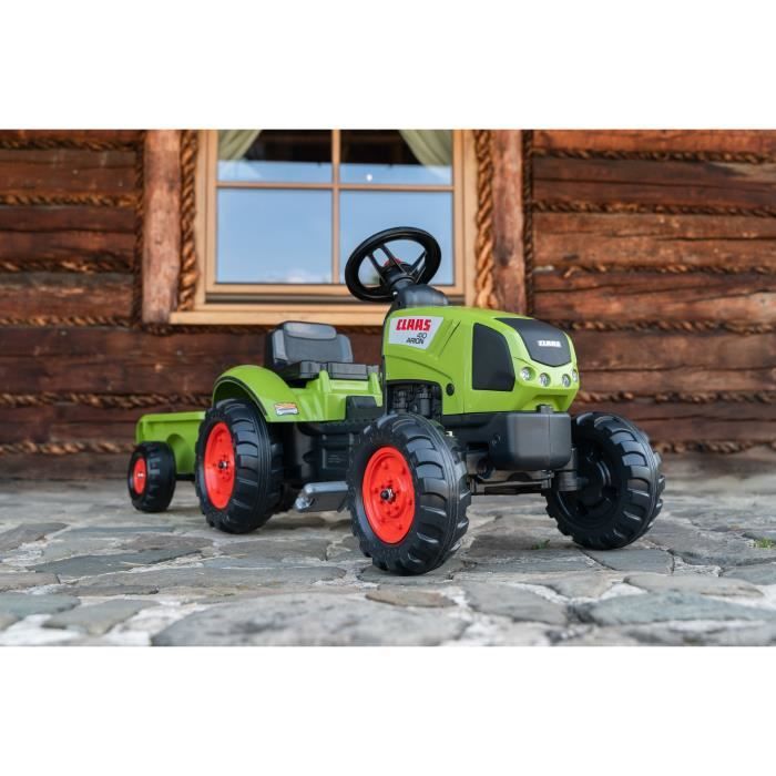 Pedal Tractor - FALK - Claas with Trailer - From 2 Years -100% Made In France -75% Recycled Plastic