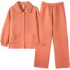 Air Cotton Pajamas Women'S Autumn And Winter Pure Cotton Thickened Warm Interlayer Middle-Aged Mother Loungewear Set