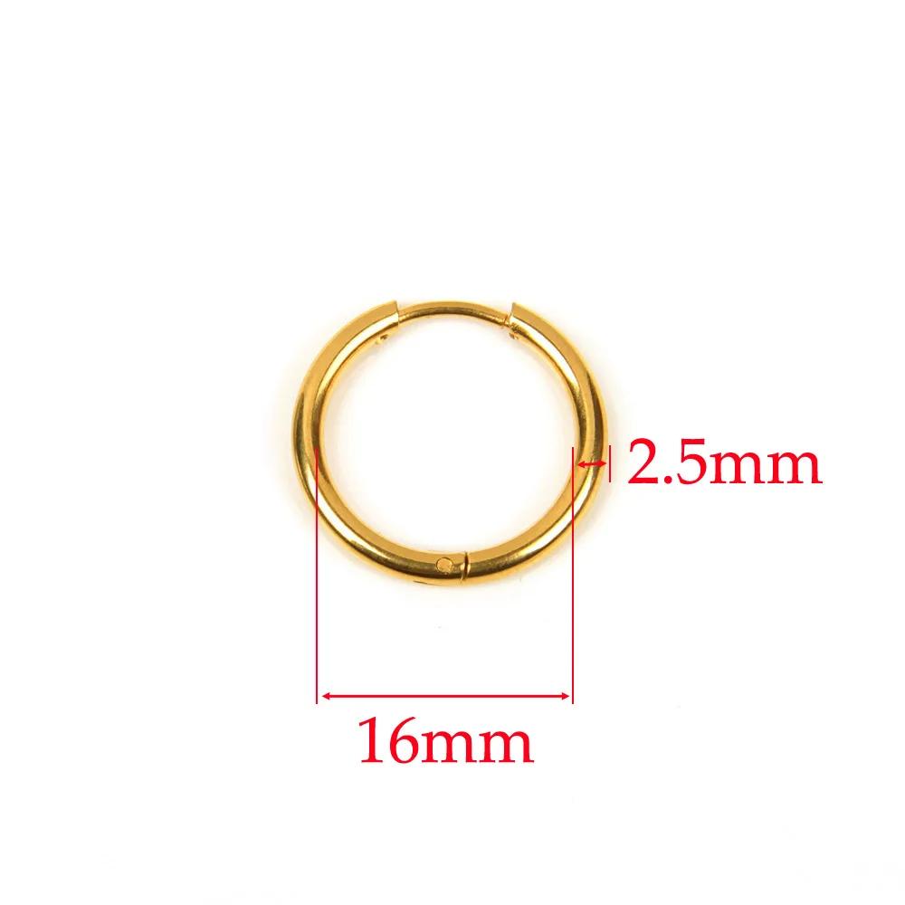 

10pcs 316L Stainless Steel Hoop Earrings Women Men Punk Hiphop Circular Ear Buckle Ring Jewelry Gold Color Accessories 10pcs