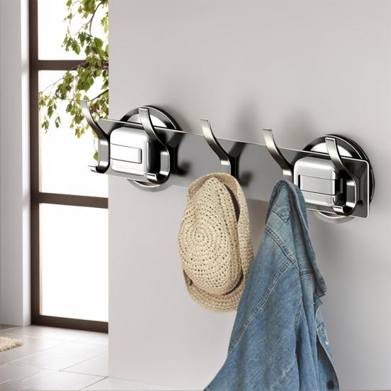 Yousheng Bathroom Hook with Stable Suction Space Aluminum Tool-Free Installation Wall-mounted Heavy-duty Bathroom Hanger