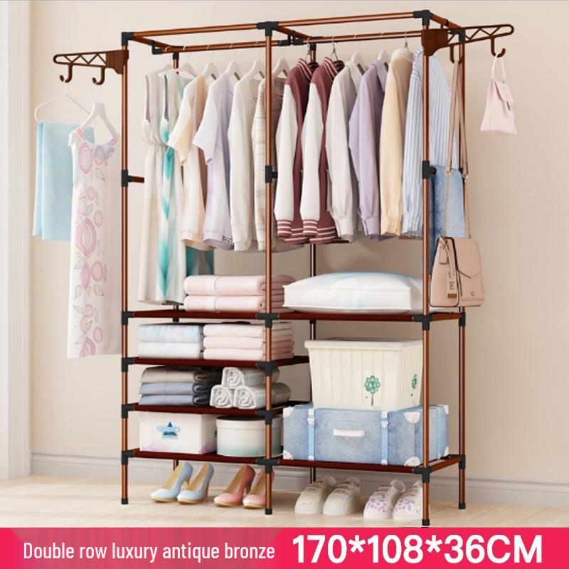 Floor-Standing Multi-Layer Coat and Clothes Rack with Storage Shelves for Dormitory or Home Use