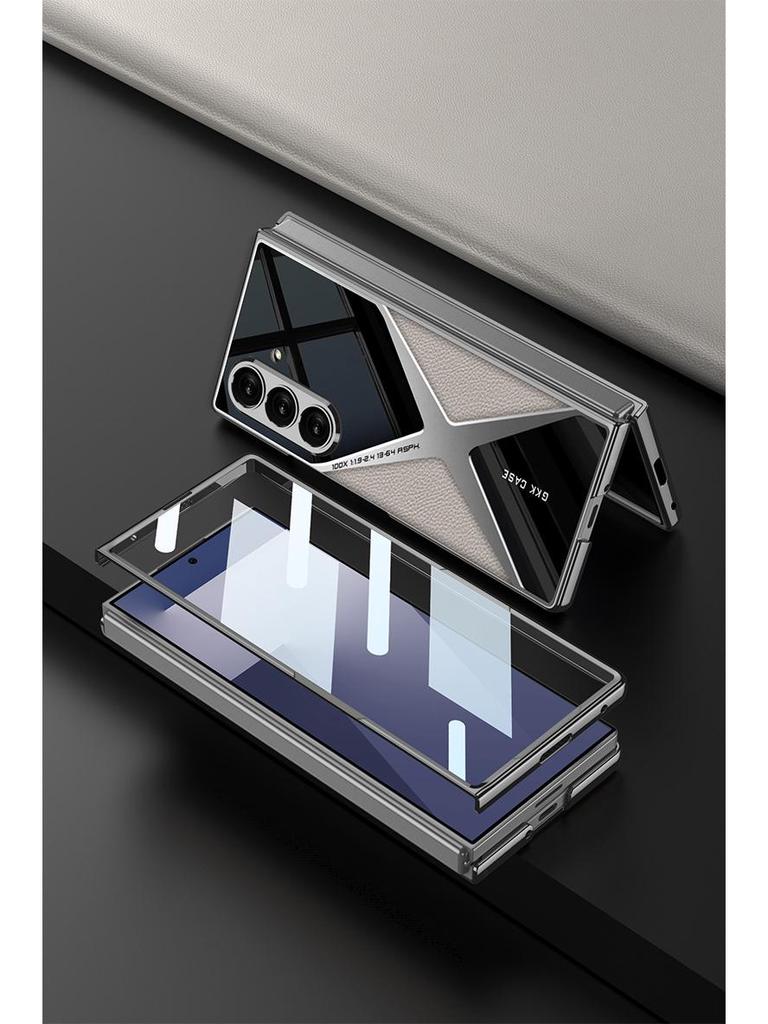 Schutzhülle aus galvanisiertem Leder für Samsung Z Fold7 – stoßfest, elegant und robust für Herren