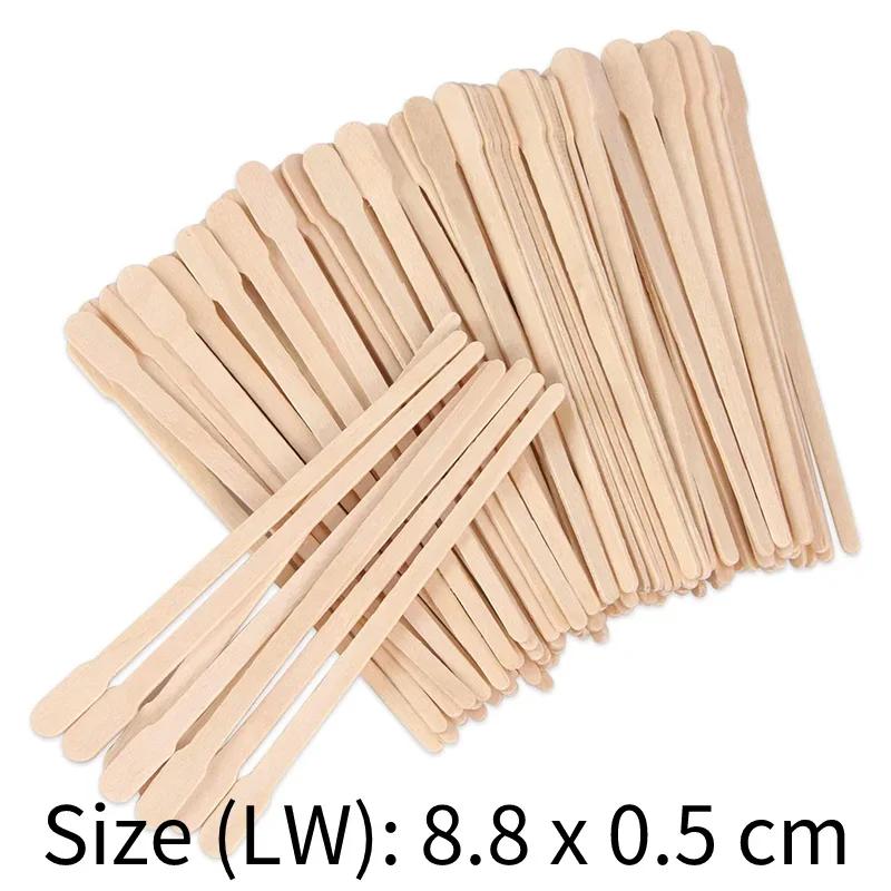 100Pcs Body Hair Removal Sticks Eyebrow Wax Sticks Wooden Waxing Spatulas Mini Eyebrow Waxing Spatulas Small Wooden Wiping Bar