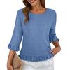 Women's Short-sleeved Round-neck Color Tops Loose European And American Lace Sleeves Shirt