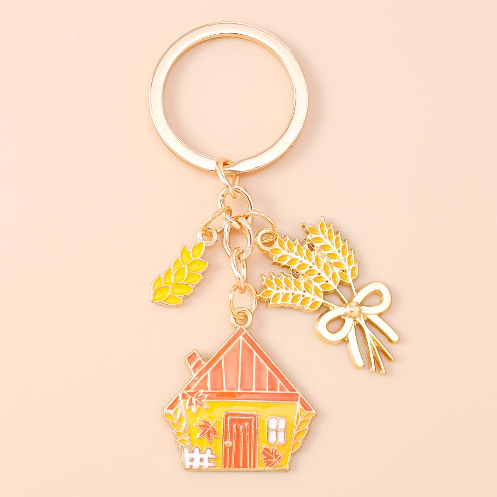 Fashion Autumn Maple Leaf Keychain Women Girls Corn Pumpkin Key Ring Pendants for Handbag Decor DIY Key Chain Jewelry Gifts
