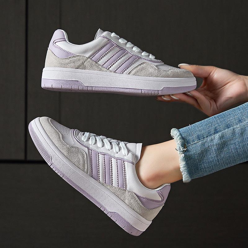 Leather women's spring and summer students board shoes lace-up black and white single shoes small height increase non-slip