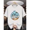 European Size A Stylish Vintage Scooter Print Short-Sleeve T-Shirt, Essential for Street Fashion And Cycling Enthusiasts