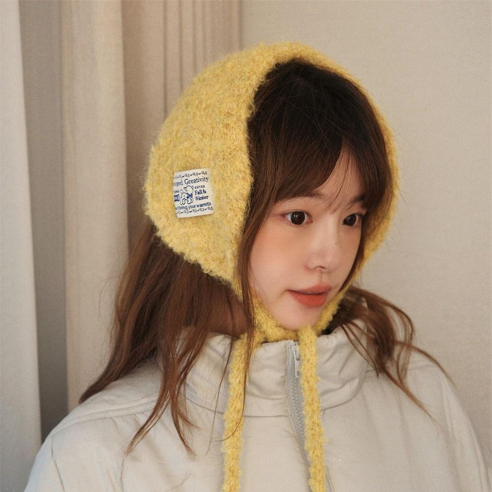 Solid Color Wool Strappy Earmuffs Thicken Warm Earlaps Fashion Knitted Ear Covers  Daily