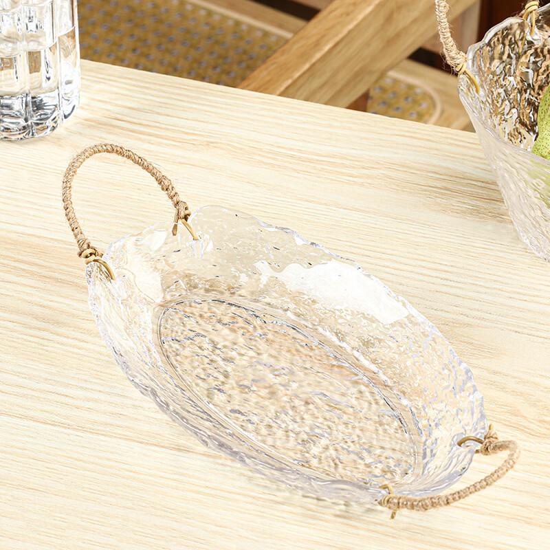 Abay Hemp Rope Hammered Glass Decorative Plate