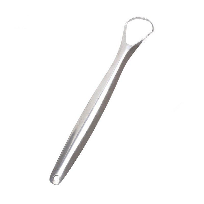 Stainless Steel Spoon Shape Tongue Scraper Cleaner Fresh Breath Cleaning Coated Tongue Toothbrush