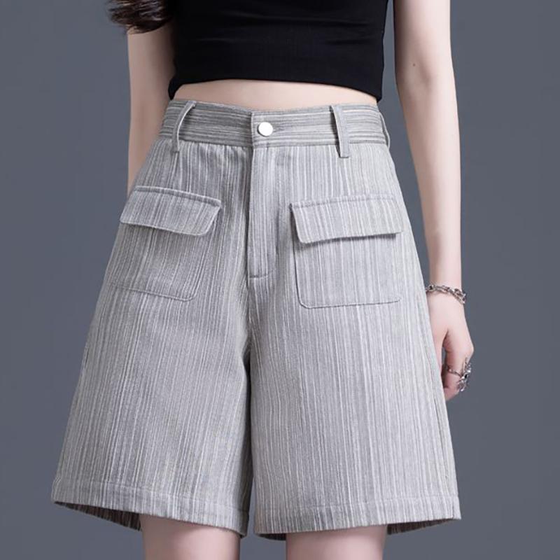 

WTEMPO Летние женские шорты Тонкие шорты с высокой талией Свободные широкие шорты Градиент цвета Тонкие джинсовые шорты Повседневные шорты 32 серый