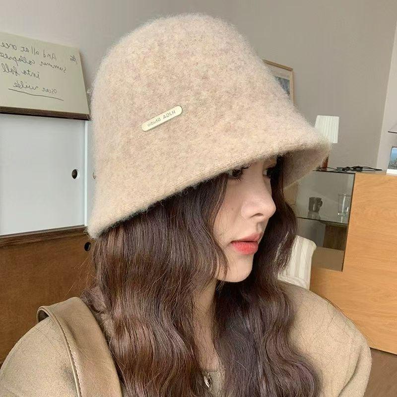 

Women s Wool Knit Fisherman Hat: Warm, Face Slimming, and Cold-Proof Bucket Style for Autumn/Winter Fashion. Wine Red-125